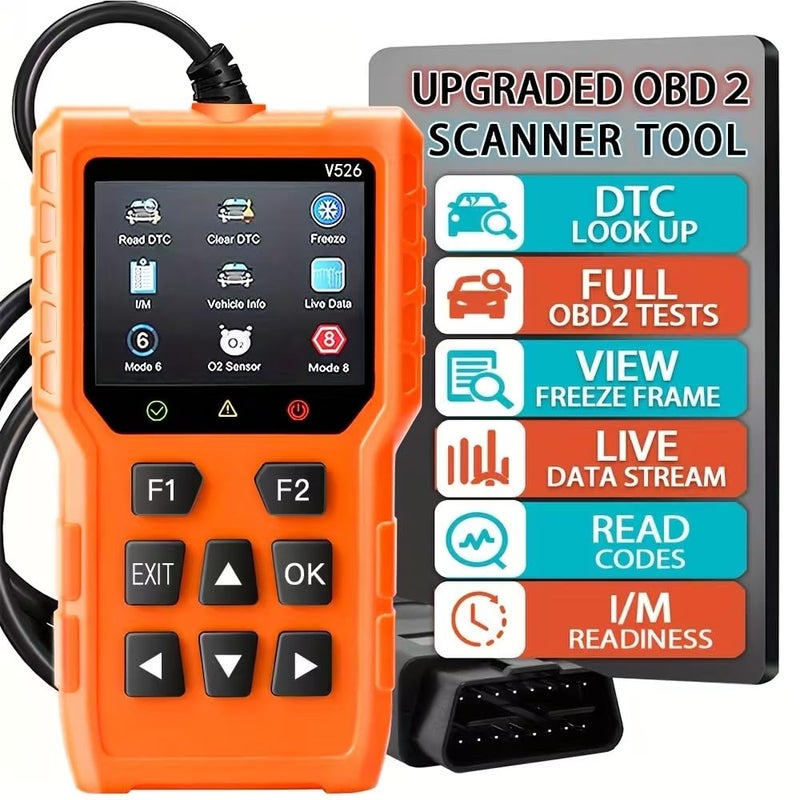جهاز فحص OBD2 V526 أداة تشخيصية لفحص وإزالة ضوء محرك السيارة وأكواد الأعطال وأداة مسح بيانات DTC وتوافق IM لقراءة السيارات والشاحنات لجميع المركبات منذ 1996